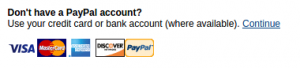 PayPal credit card continue